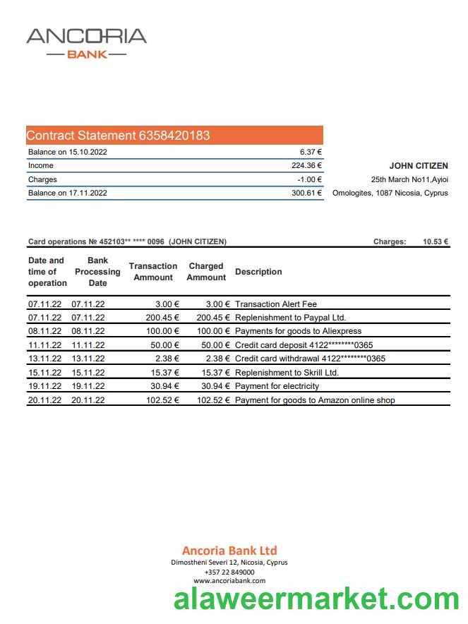 Cyprus Ancoria bank statement xls